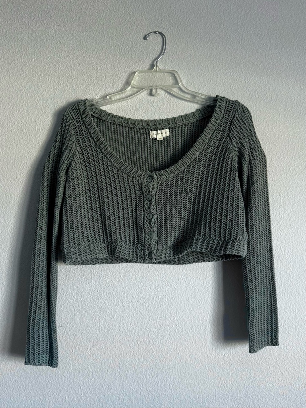 PacSun Cropped Knit Cardigan | Sage Green